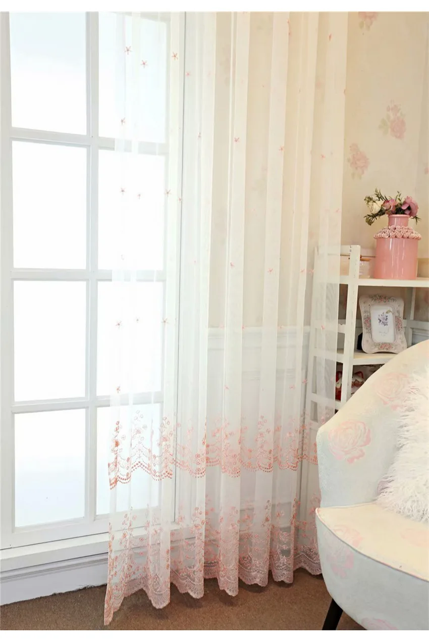Европейский современный роскошный отвесный Volie занавес для гостиной белый розовый кружевной Цветочный боковой Тюль занавеска окно Кортина панель M061D3