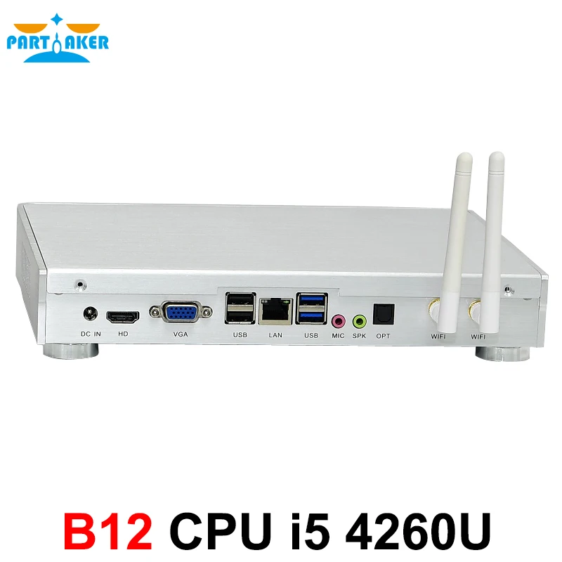  Partaker B12 Barebone Mini PC i5 4260U Mini PC Windows 10 Dual Core 1 LAN 12V mini desktop computer 300M wifi HDMI VGA OPT 
