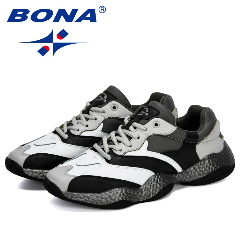BONA 2019 New Adult Men Sneakers Spring Autumn Breathable Krasovki Shoes Trendy Casual Shoes Male Tenis Masculino Man Footwear