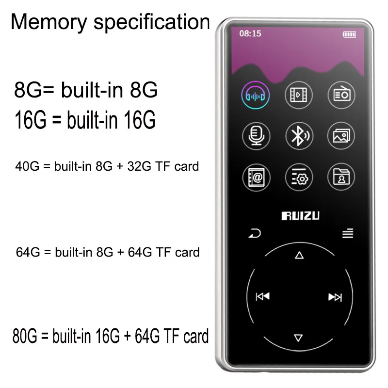 Новинка металлический оригинальный портативный спортивный Bluetooth MP4 плеер RUIZU 8