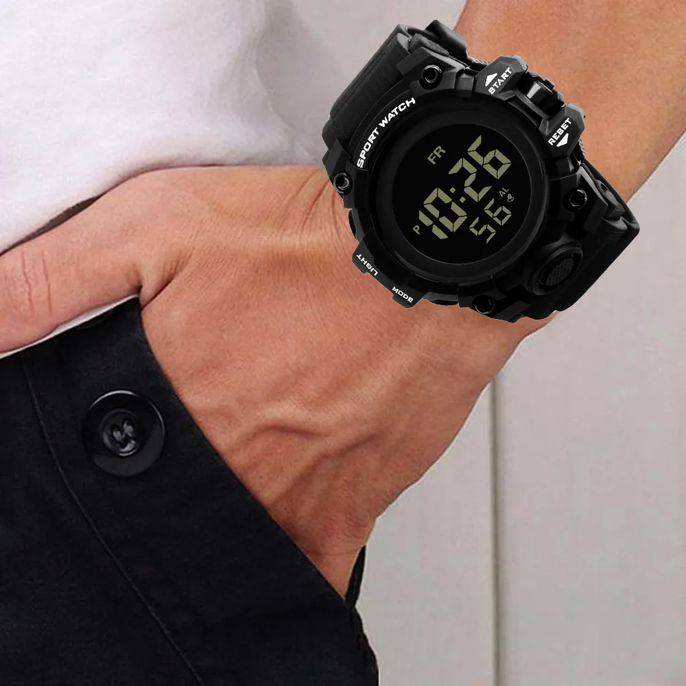 Часы Для мужчин светодиодный Цифровые наручные часы мужские военные спортивные часы с двойным Дисплей часы минут секунд челнока F728