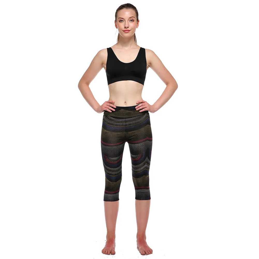 Female Clothing Women Lady Pants High Waist Fitness Knee Length