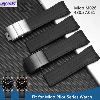 

Arc mouth rubber watch band compatible for mido M026.430 pilot Kangkasi silicone male 22mm watchstaps