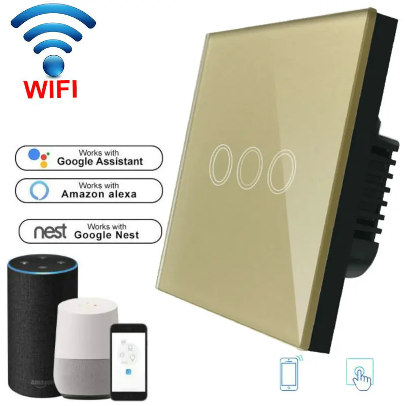 

EU Standard Wifi Light Switch Wall Switch Wireless Smart Switch 220v APP Control with Alexa/google home 1/2/3 ch ewelink 90-240V