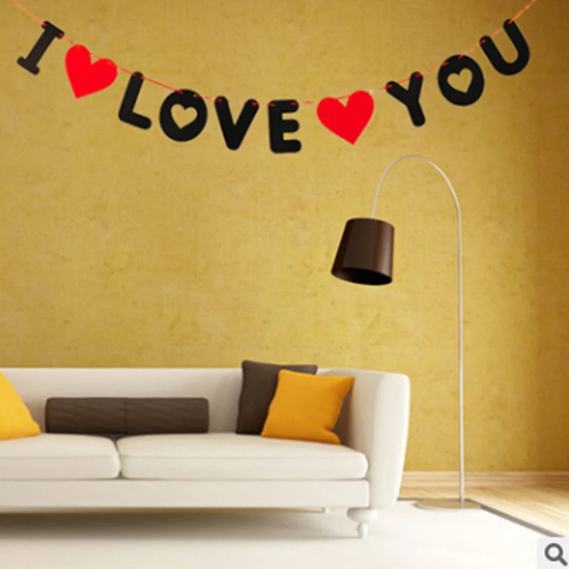 

I Love You Heart Shape Flag Party Garland Banner Bunting Decoration Home Garden Wedding Dating Dinner Supplies 785619