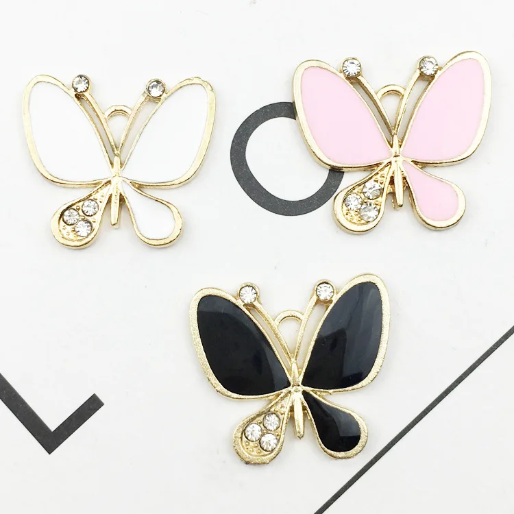 

8pcs High Quality Fashion Enamels Charms Gift White Butterfly Alloy Pendant Bracelet Necklace Jewelry Accessories DIY Crafts