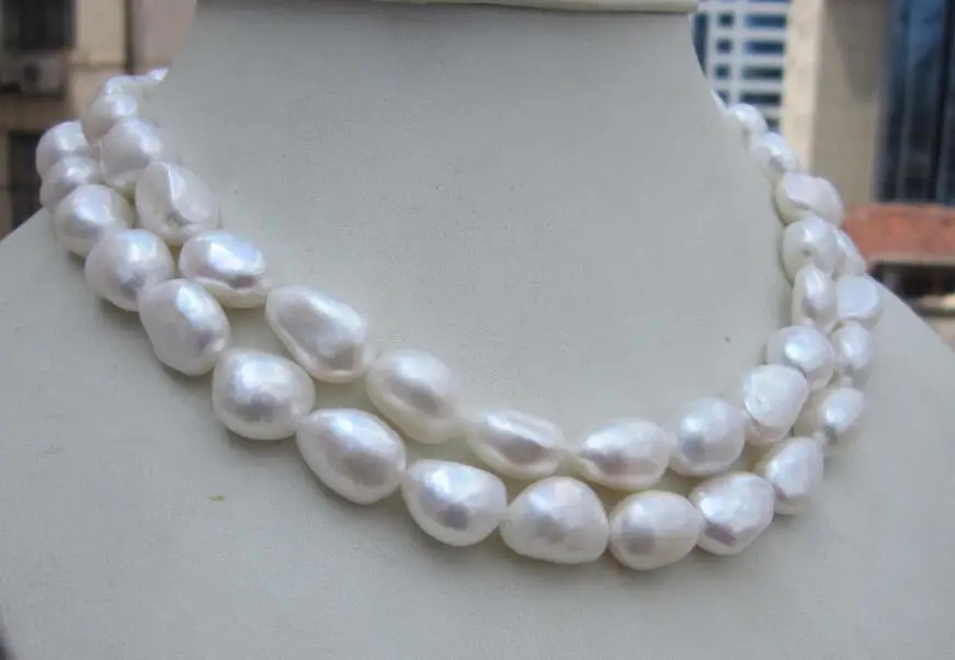 

HUGE 36"10-14MM NATURAL SOUTH SEA GENUINE WHITE PEARL NECKLACE 925silver