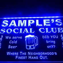 DZ027-Имя персонализированные пользовательские Social Club Главная Бар Пивной светодиодный знак неонового света