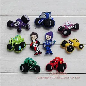 Одиночная продажа 1 шт. монстр грузовик гонки ПВХ обуви подвески, обувь пряжки аксессуары подходят полосы браслеты Croc jibz, дети партии X подарки - изображение