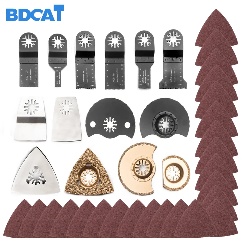 

BDCAT 38pcs Oscillating Multi Tool Saw Blades Kit Quick Changed Type suit fo Fein ,Bosch,etc ,Set with an Adapter for Metal