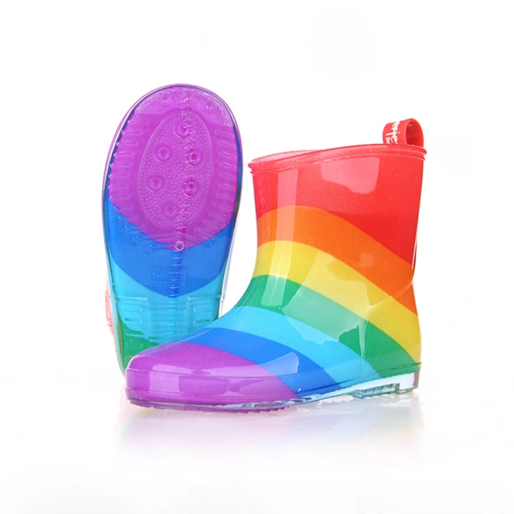 comprar NOVAS ARRVIALS NEW Kids Rainbow Rainboots Meninas Listrado Remendo Botas Antiderrapantes Botas de Chuva Wellies Crianças Outono Meninos Dos Desenhos Animados, S024