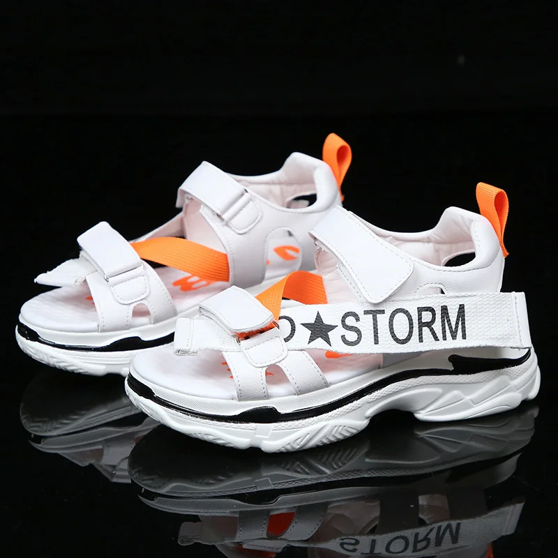 

Sports Sandals Old Shoes Women 2019 Summer Breathable Hollow Thick Sandals Women Hip-hop Newspaper Bottom Women's Shoes