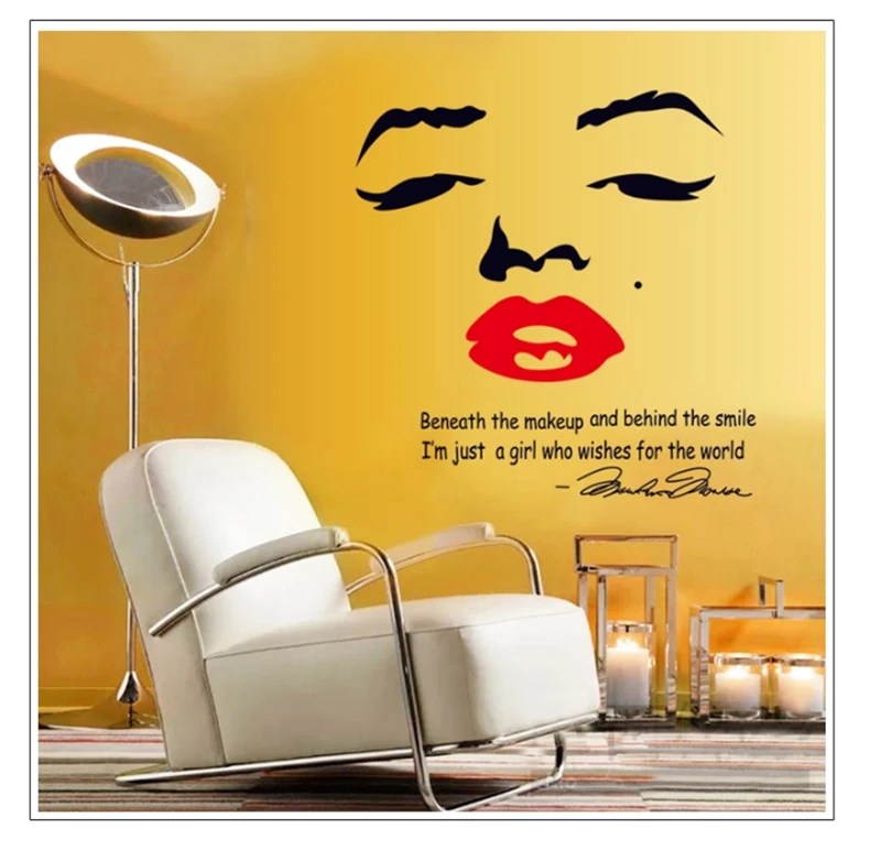 

Free shipping red lips vinyl removable DIY wall sticker Marilyn Monroe home decor home art