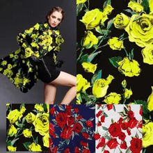 130 см в ширину винтажная одежда Ткань зеленые листья с принтом розы слегка эластичный атлас лоскутное хлопок ткань Tissus 3 цвета