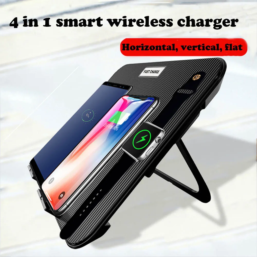 4 в 1 Qi Беспроводное зарядное устройство для Apple Watch 2 3 Iphone 8 X XR XS Samsung Note S8