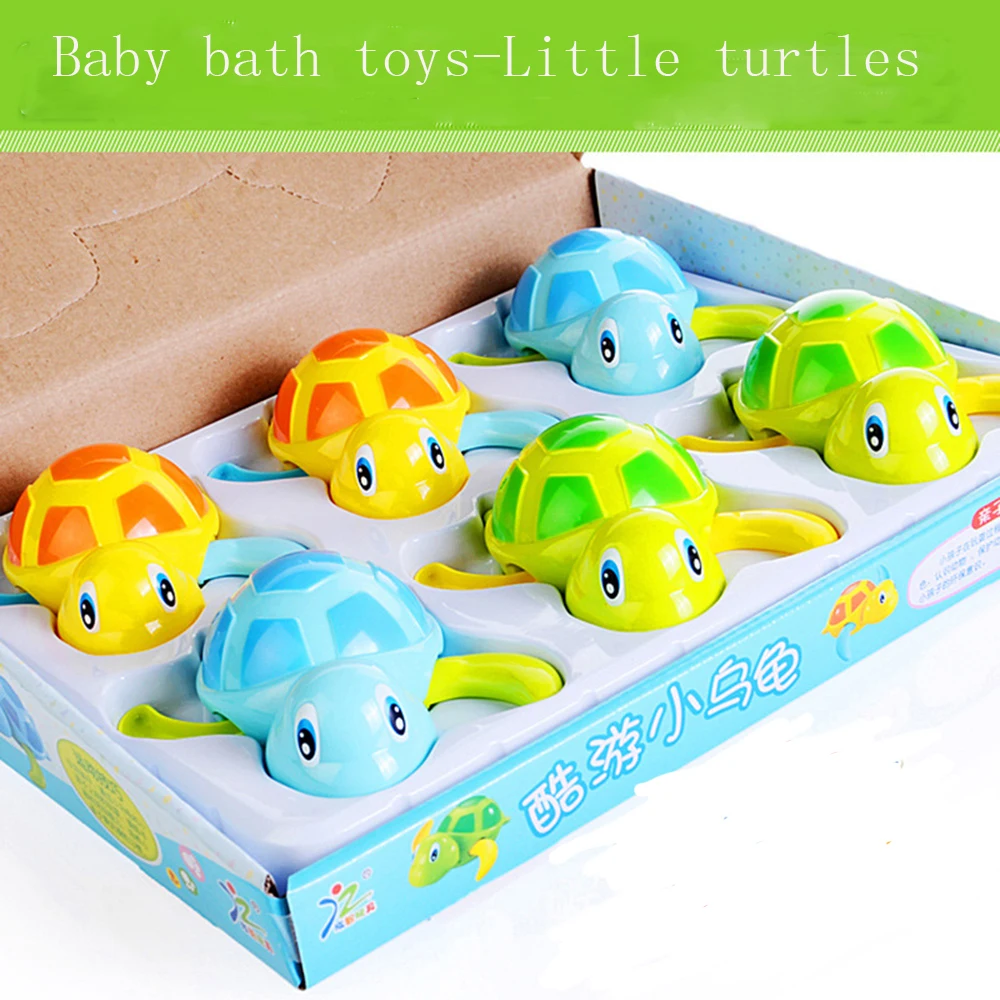 6Pcs/sets Tortoise Baby Bath Toy Swimming Toys Cartoon Educational