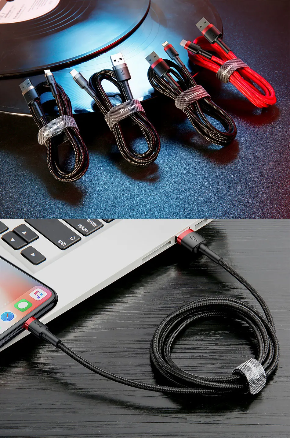 Baseus USB кабель для передачи данных для iPhone кабель 2.4A Быстрая зарядка кабель для iPad iPhone зарядное устройство шнур провод для iPhone XS X XR 8 7 6plus