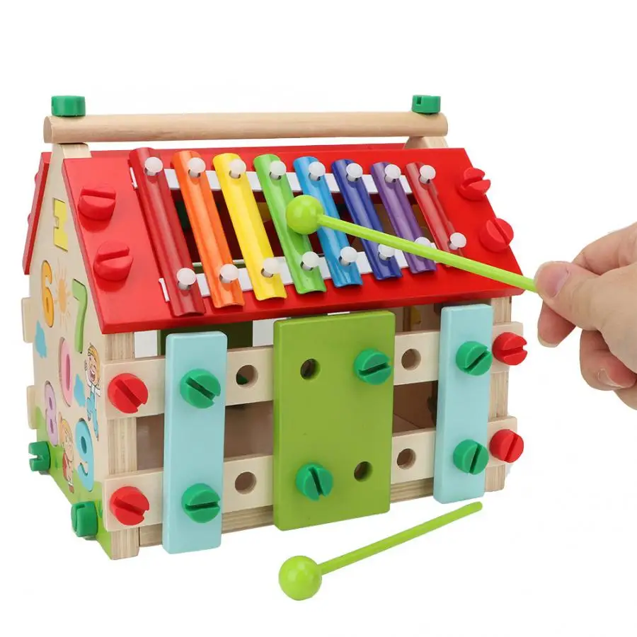 

Multifunction DIY Wooden Smart Houses Toy Baby Kids Wooden Assembly House Toy Child Color Number Cognition Early Education Toys
