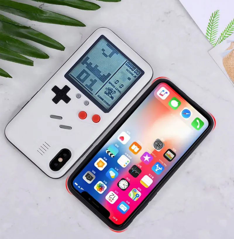 

Can Play Blokus Game Console Soft TPU Cases for iPhone 6 6S 7 8 Plus Retro GB Gameboy Tetris Phone Back Cover For iPhone X Shell