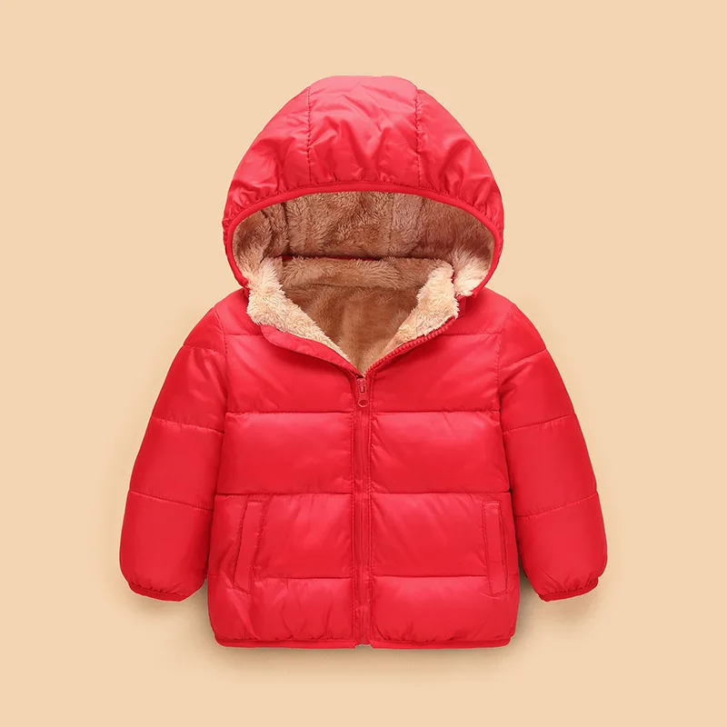 

Baby Coats And Jackets Winter Warm Thick Coat Kids Clothes Zip Pockets Outwear Winter Long Sleeve Coats Candy Color