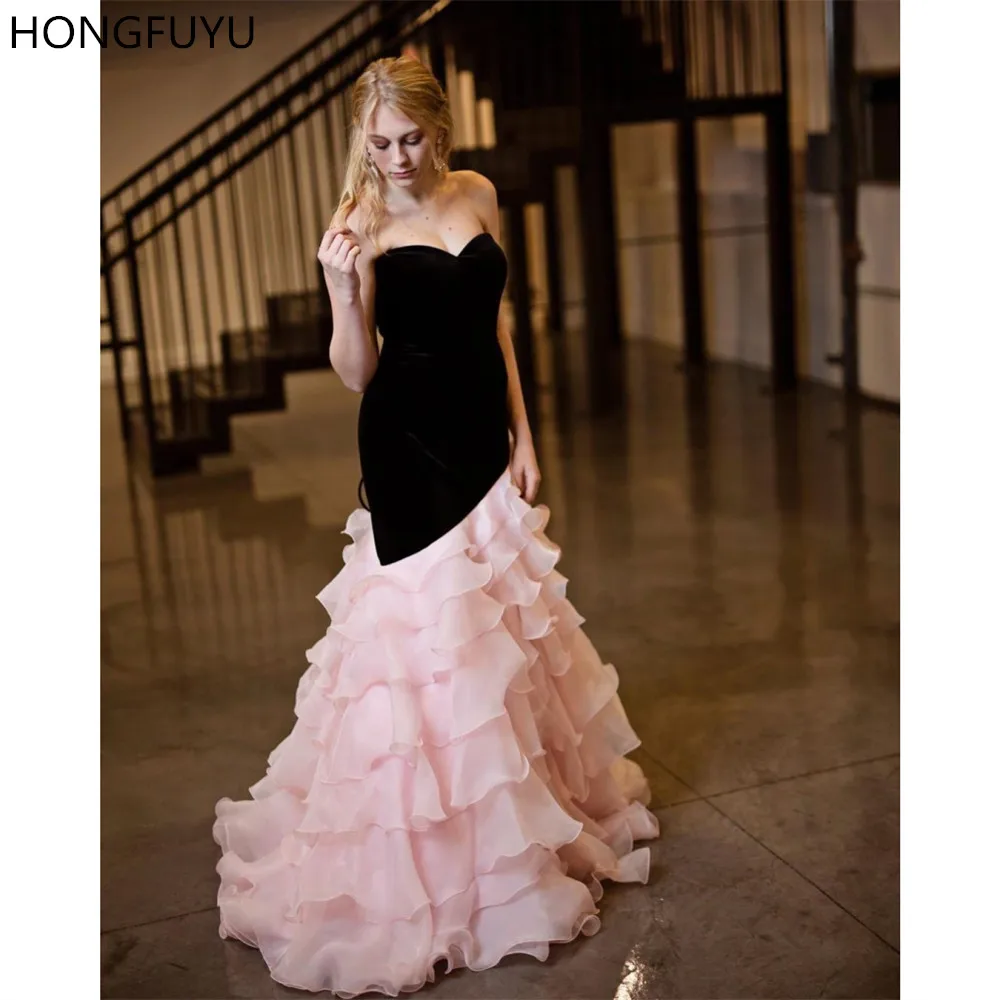 HONGFUYU Sweetheart Hals Avondjurken Lange Mermaid Prom Jassen Vestidos Zwart Top Roze Rok Formele Party Dress Back Lace- up HONGFUYU Sweetheart Hals Avondjurken Lange Mermaid Prom Jassen Vestidos Zwart Top Roze Rok Formele Party Dress Back Lace- up