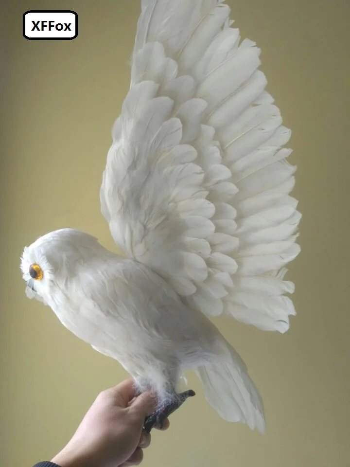 

big lifelike white owl model foam&furs wings simulation owl doll gift about 32x60cm xf0480