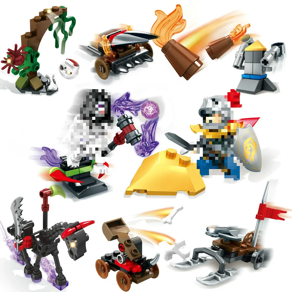 

198pcs Knight Skeleton War Action Figures Building Blocks Sembo Compatible Lepins Friend Enlighten Bricks Toys For children gift