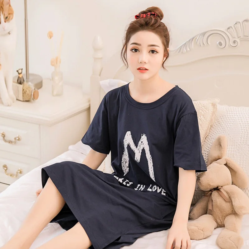 

Yidanna women nightgown cotton sleepshirt simple sleep clothing short sleeved sleepwear female pyjamas girl nightdress in summer