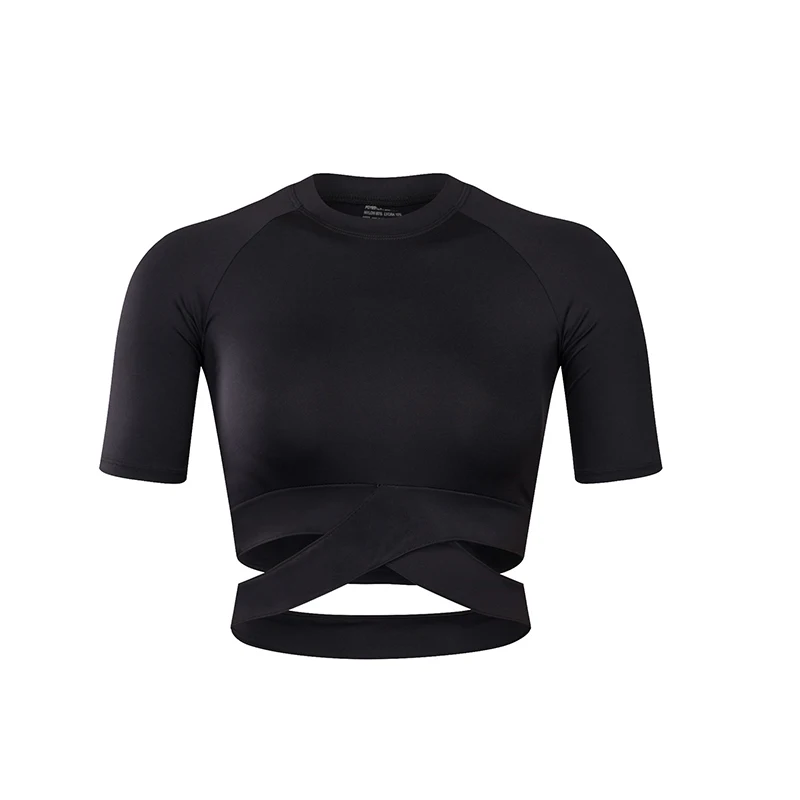

SALSPOR Sexy Yoga Shirt For Women Elastic Tight Fitness Sport Crop Top Cross Strap Breathable T Shirt Gym Workout Tank Tops