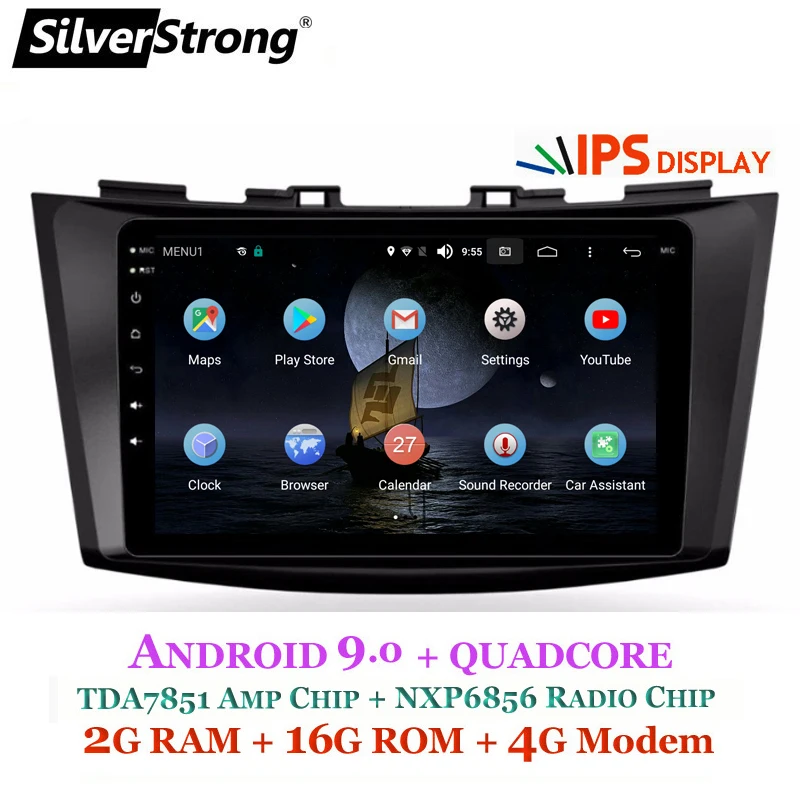 SilverStrong Android9.0 ips 4G Автомобильный 2DIN стерео для Maruti Suzuki SWIFT VDI VXI LDI2din 1024*600 gps навигация wifi