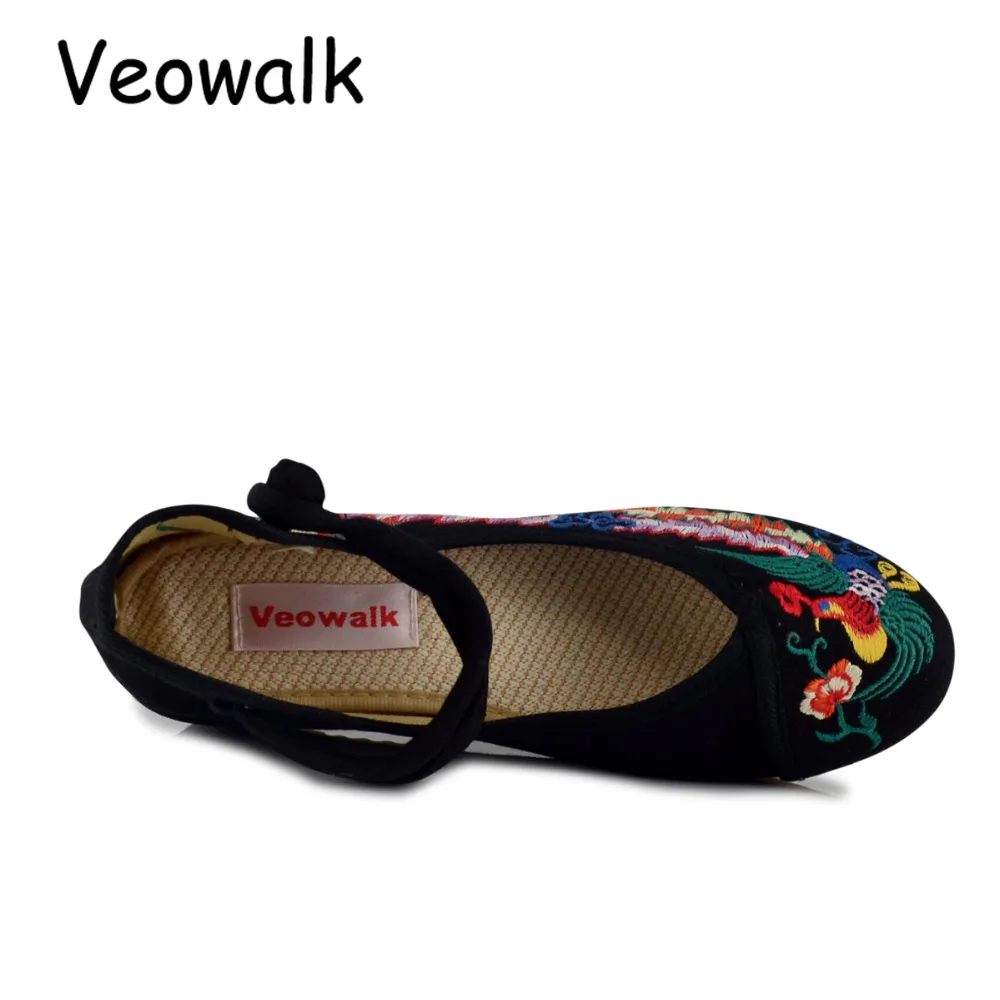 Veowalk Осенняя винтажная китайская женская парусиновая обувь ручной работы на