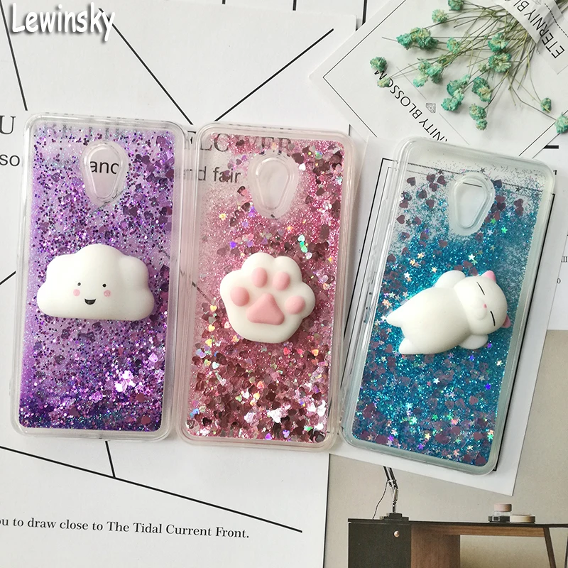 

3d Squishy Cat Cases for Meizu M6 Note M5S M3 Note M5 Note MX6 M6S M6 Cover Love Heart Star Glitter Liquid Quicksand Phone Cases