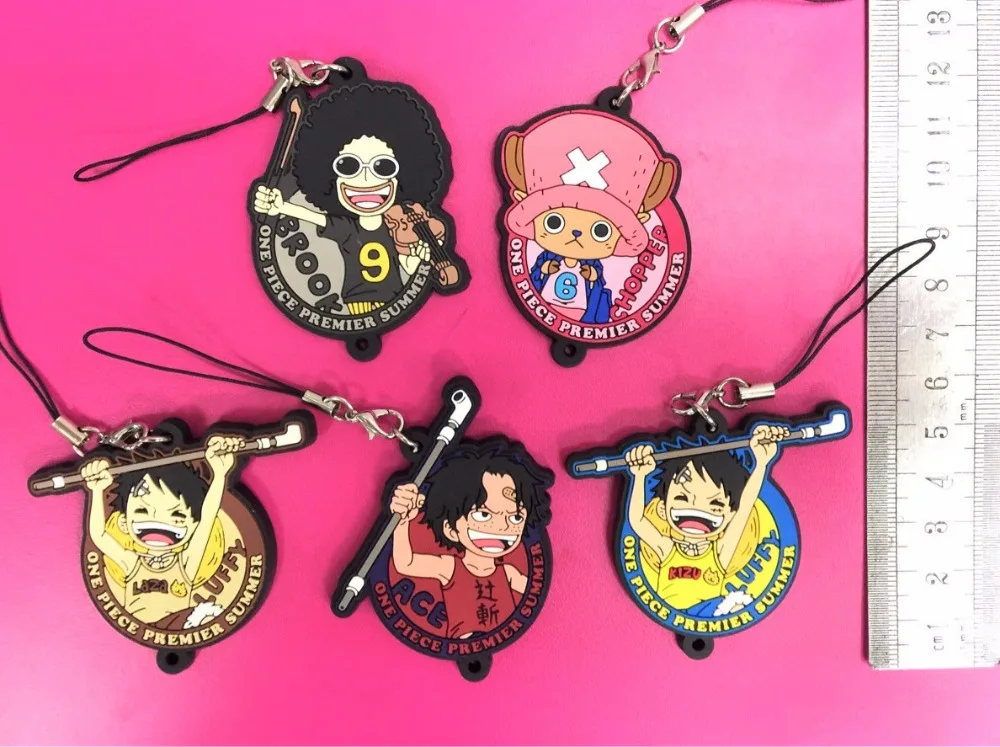 G647 One Piece Luffy Law Chopper Original Japanese anime rubber mobile phone charms keychain strap