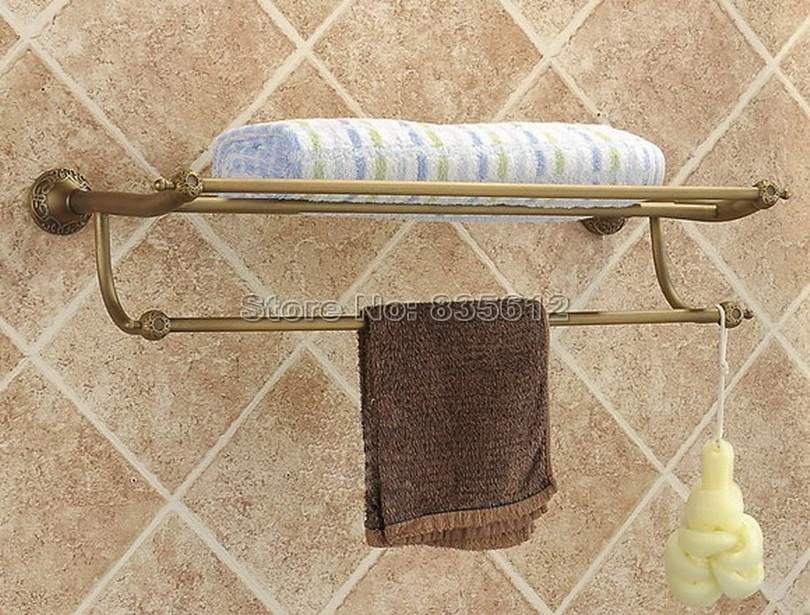 Antique Brass Wall Mounted Bathroom Towel Rack Holders Wba035in Towel
