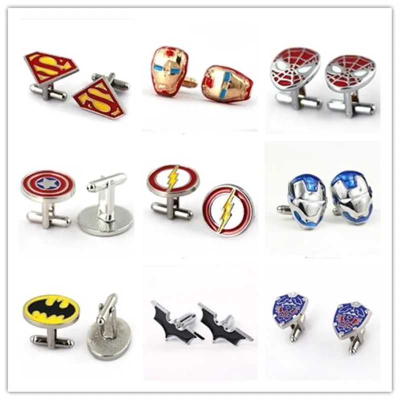 HSIC JEWELRY Metal Alloy Superhero Cuff Link Superman Spider-Man Iron Man Captain America Cuff Buttons size 2cm*2cm HSIC JEWELRY Metal Alloy Superhero Cuff Link Superman Spider-Man Iron Man Captain America Cuff Buttons size 2cm*2cm