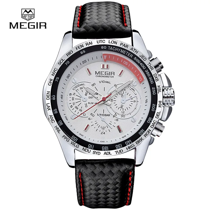 Prix pour MEGIR hommes quartz-montre de bande de cuir noir montre Étanche hommes de mode mens watch top marque relogio masculino esportivo Prix pour MEGIR hommes quartz-montre de bande de cuir noir montre Étanche hommes de mode mens watch top marque relogio masculino esportivo