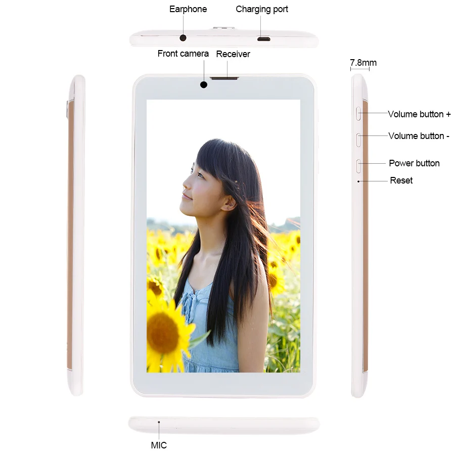 AIBOULLY 7 inch Android 6 Tablet Quad Core 1GB RAM 8GB ROM Dual SIM 3G Phone Call Tablets ips HD Screen 4 Cores Smart Tab 9.7''