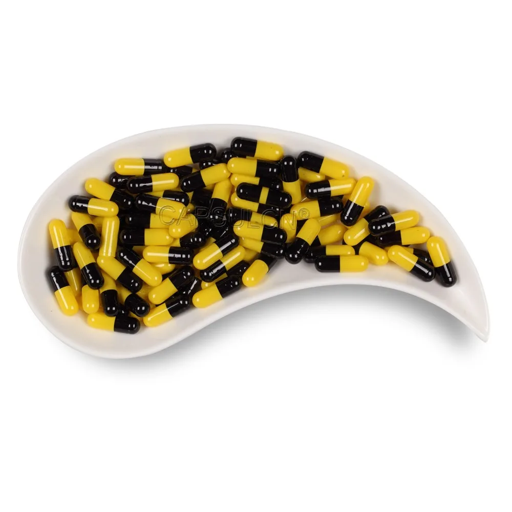 Size 00 Dark & Yellow Colored (5000 Pieces / Carton) Empty Gelatin Separated Capsules For Manual Capsule Filling Machine
