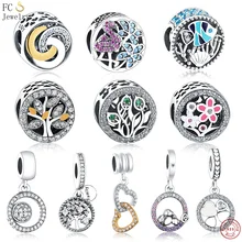 FC ювелирные изделия подходят к оригинальному Пандоре талисманы браслет 925 серебро, соединенный золотой цвет круги микс кубического циркония бусины Berloque DIY