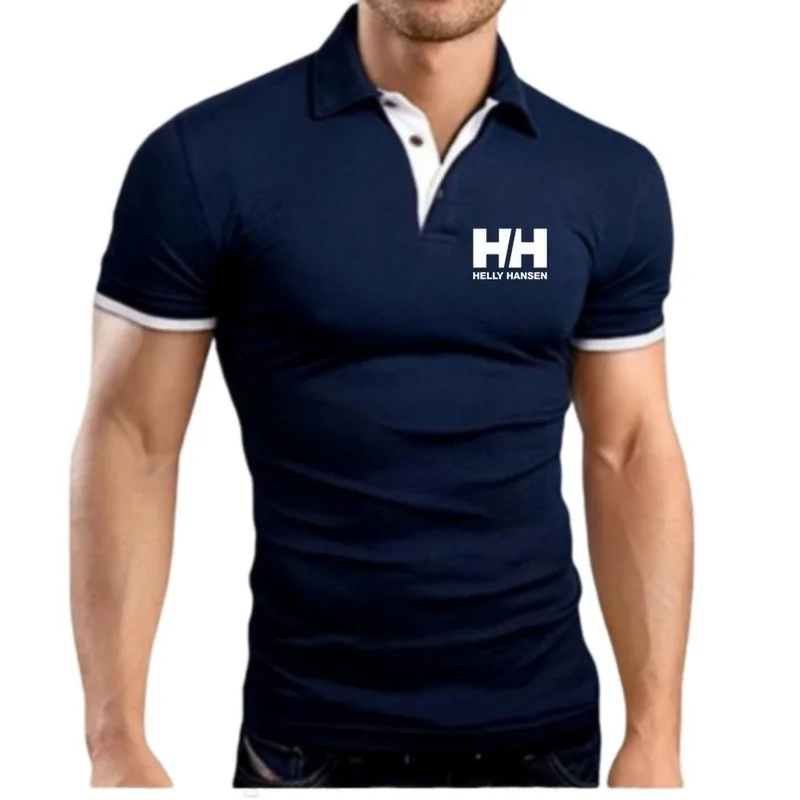 

2019 New Fashion Helly Hansen Printed Men Polo Shirt Lapel Collar Slim Fit Tops Casual Classic Male Polos Shirts S-5XL