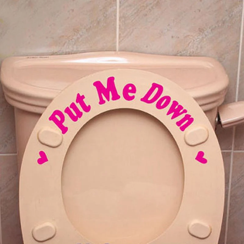 Free shipping PUT ME DOWN Funny Bathroom Toilet stickers  , Toilet seat remined sign viny decals , 2 styles you can choose