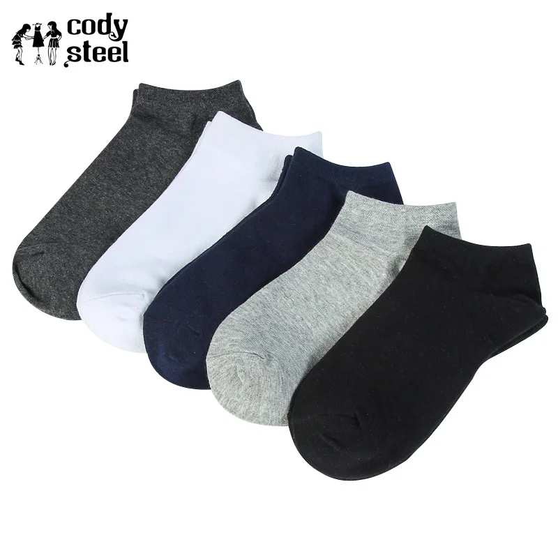 Cody Steel Men Cotton Socks Solid Color Invisible Man Short Tube Socks