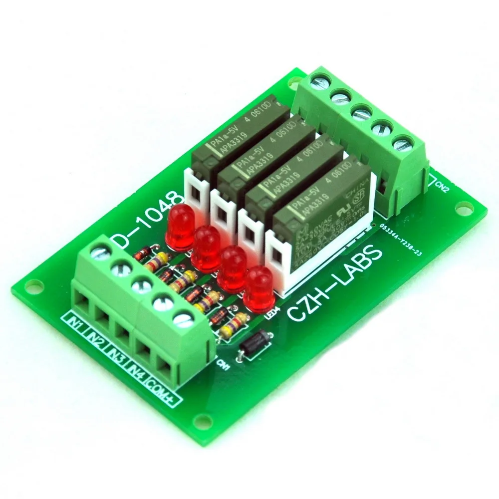 

Slim Panel Mount DC5V Sink/NPN 4 SPST-NO 5A Power Relay Module, APAN3105