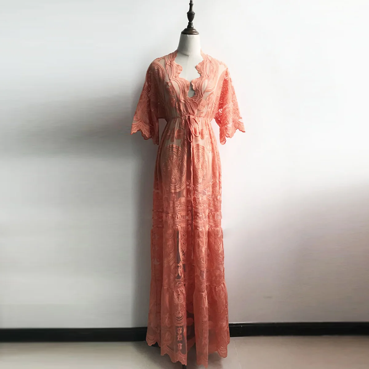 Jastie кружевное платье с вышивкой, v-образный вырез, раздельное покрытие, макси платья, лето, пляжный праздничный сарафан, бохо-шик, женские платья