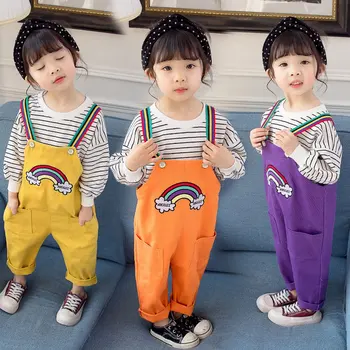 

Baby Newborn Fashion Spring Autumn Clothes Set Bib Pants+Tops 2Pcs Kids Infant Suit Soft Cute Rainbow Party Birthday Costume