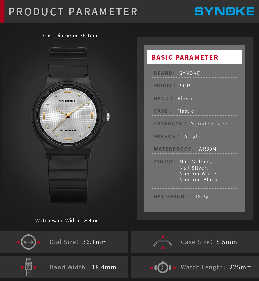 SYNOKE женские модные простые кварцевые часы новое поступление пластиковый ремешок светильник повседневные Круглые водонепроницаемые Изысканные часы для женщин s мужские