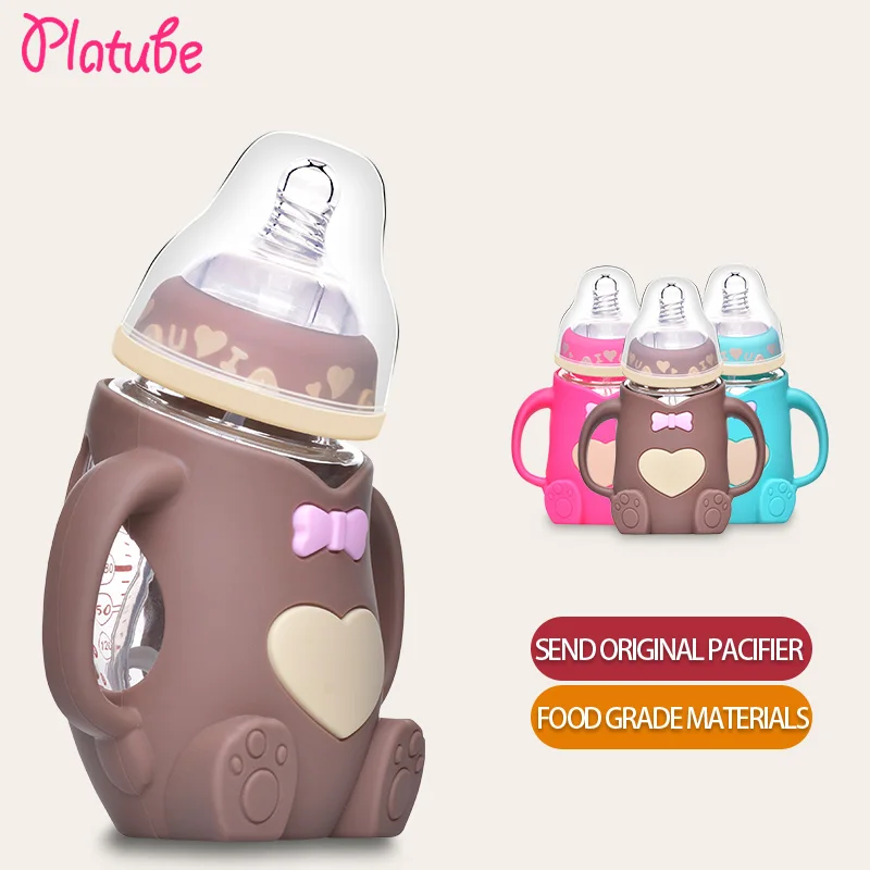 240ml Baby Silicone Milk Feeding Bottle Mamadeira Vidro BPA Free Safe Infant Juice Water Feeding Bottle cup Glass Nursing Feeder 240ml Baby Silicone Milk Feeding Bottle Mamadeira Vidro BPA Free Safe Infant Juice Water Feeding Bottle cup Glass Nursing Feeder