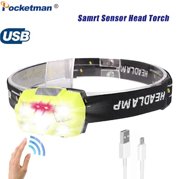 

Portable USB LED Headlight Mini Rechargeable Headlamp Sensor Head Light Mini Head Torch Head Flashlight with USB Cable