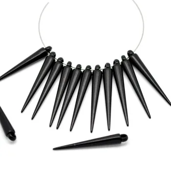 

Pendants Black Acrylic Spike Tear Shape Jewelry Earrings Diy Making Findings Component Charms 3.6x0.5cm 100Pcs