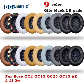 

BGWORLD Black LR Replacement 1 pairs Protein Leather Ear Pads For Bose QC2 QC15 QC25 QC35 AE 2 2i 2w SoundTrue Headphones